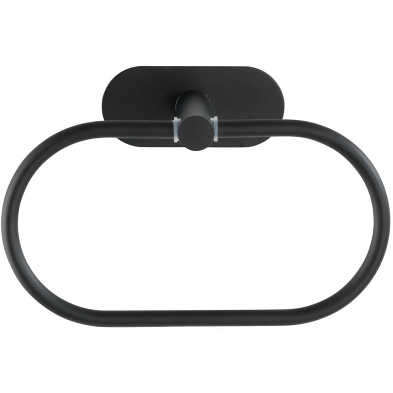 Wenko - Porte Serviette salle de bain mural Orea Black, Anneau porte-serviette fixation sans perçage Turbo-Loc®, Acier inox, 20,5x12,5x7,5 cm, noir