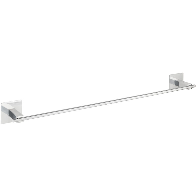 Wenko - Porte Serviette Salle de bain mural Quadro, Barre porte serviette fixation sans perçage Turbo-Loc®, Acier Inox, 64x6,5x7 cm, mat