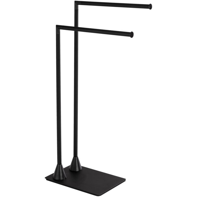 Wenko - Porte Serviette 2 barres sur Pied Hella sèche Serviette 2 barres étagées 43cm, idéal salle de bains et chambre, structure stable et design