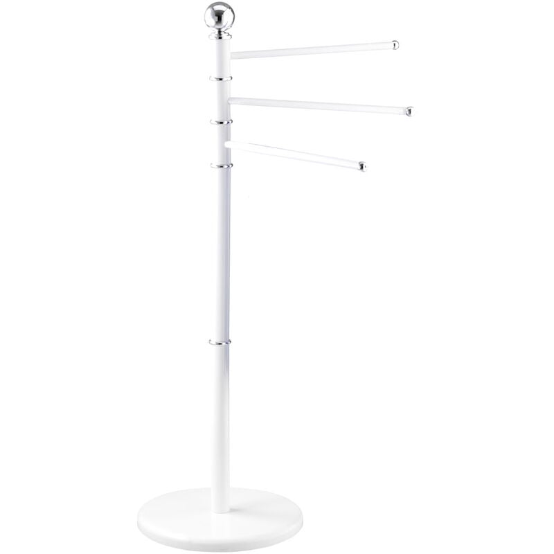 Wenko - Porte Serviette sur pied, porte serviette salle de bain, 3 portants, Exclusif, Acier, 48,5x90x28,5 cm, Blanc