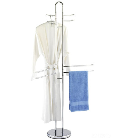 Wenko – Porte-serviettes moderne argenté 168 cm – 4 bras longs 40 cm et 4 bras courts 15,5 cm – Acier chromé finition brillante