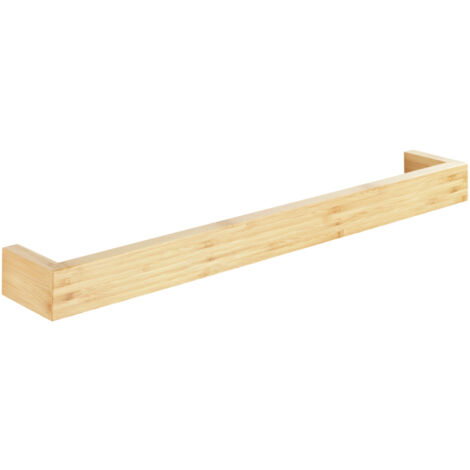 Wenko – Porte-serviettes mural en bambou 60 x 9 x 5 cm – Charge lourde – Finition naturelle – Accessoires de fixation inclus
