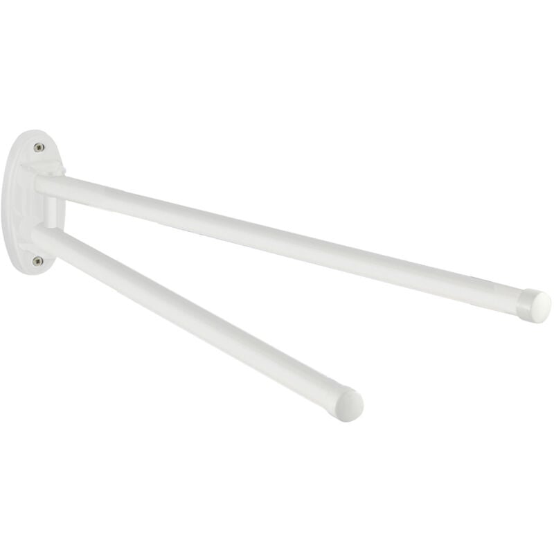 Wenko - Porte-serviettes Basic blanc 2 bras pivotants métal porte-serviettes mural porte-serviettes en métal porte-serviettes salle de bain support