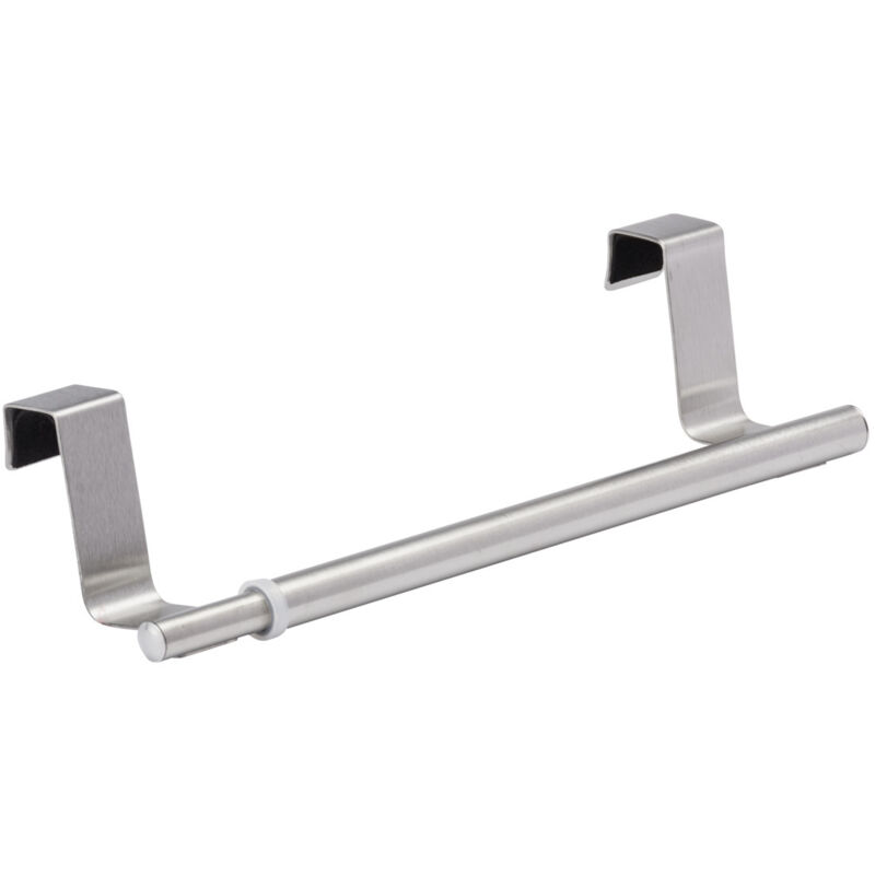 Porte Torchon cuisine à suspendre téléscopique, porte serviette à suspendre à une porte de placard, sans perçage, Acier inox, 22-35x7x4 cm, Mat