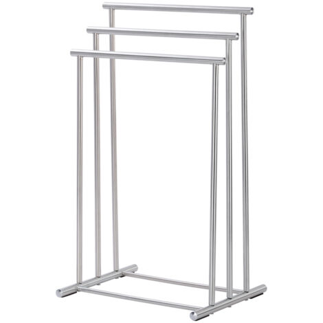 Wenko – Porte-serviettes sur pied 3 barres en acier inoxydable satiné – Barres en gradin pour grand espace d'étendage – Dimensions 50x37x76 cm