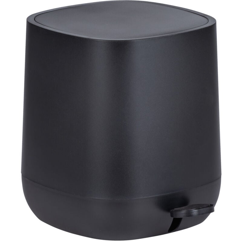 Wenko - Poubelle à pédale avec frein de chute 6,5L Davos Fermeture automatique et silencieuse, Sans bpa, Plastique, 23,5 x 26 x 27,5 cm, Noir mat