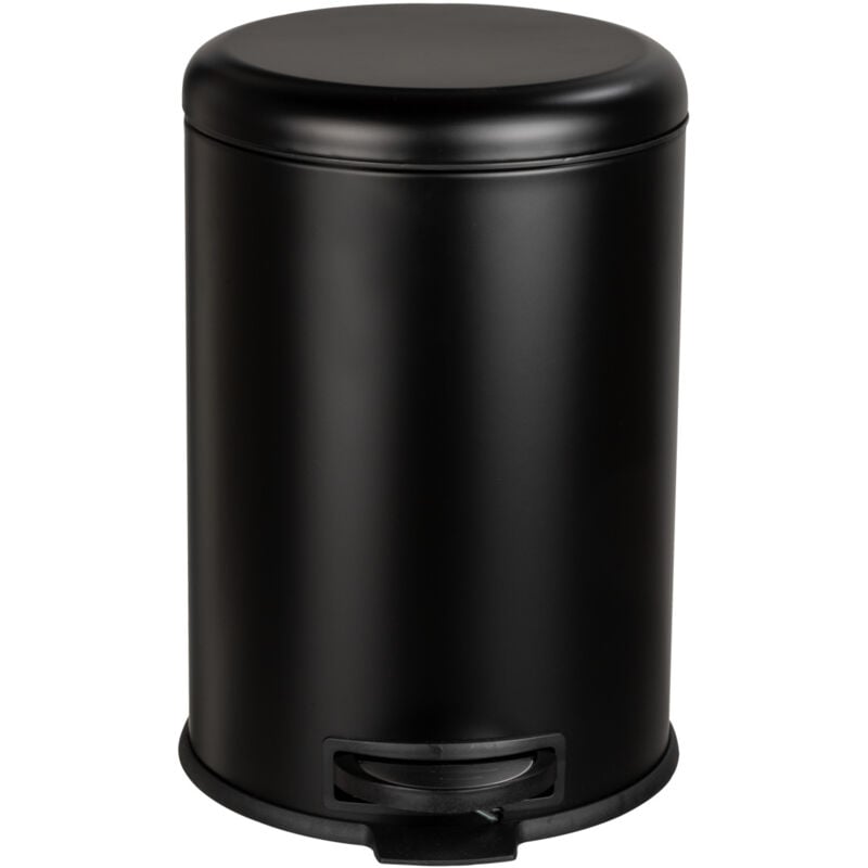 Wenko - Poubelle à pédale Leman, Poubelle 12L avec fermeture frein de chute 'easy close', Acier Inoxydable, 25x38x32 cm, noir