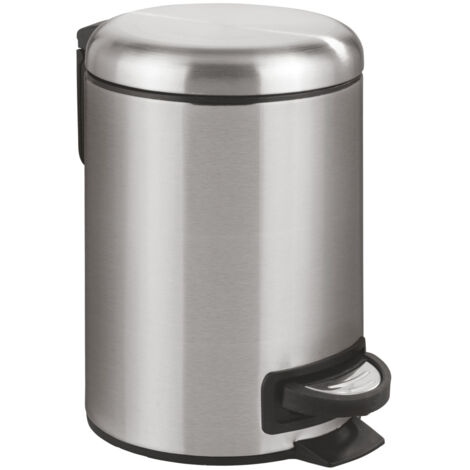 Wenko – Poubelle de salle de bain en acier inoxydable 3 L – Système de fermeture automatique – Seau intérieur amovible – Dimensions 17 x 25 x 22,5 cm