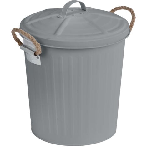 WENKO Poubelle Salle de Bain design Gara, petite poubelle salle de bain capacité 6L, acier, 24x28,5x23 cm, gris