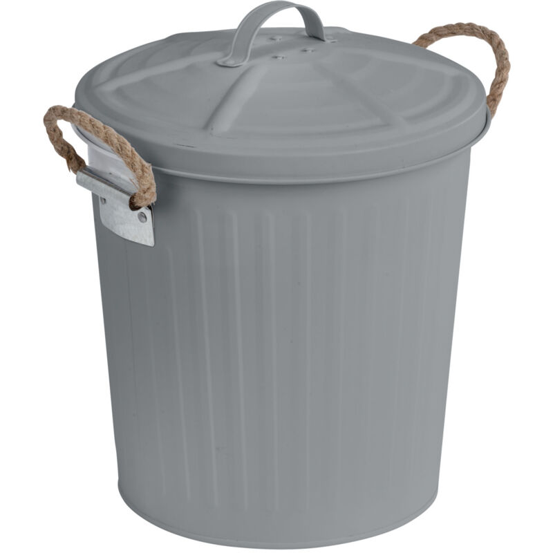Wenko - Poubelle Salle de Bain design Gara, petite poubelle salle de bain capacité 6L, acier, 24x28,5x23 cm, gris