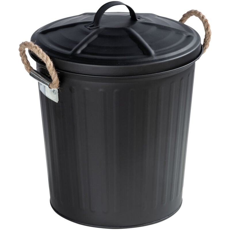 Wenko - Poubelle Salle de Bain design Gara, petite poubelle salle de bain capacité 6L, acier, 24x28,5x23 cm, noir