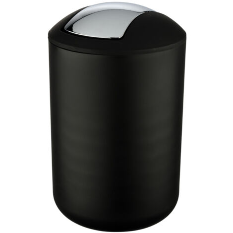 WENKO Poubelle Salle de Bain, Petite Poubelle Salle de Bain, couvercle basculant, Brasil L, capacité 6,5L, plastique PET incassable, ø19,5x31 cm, Gris