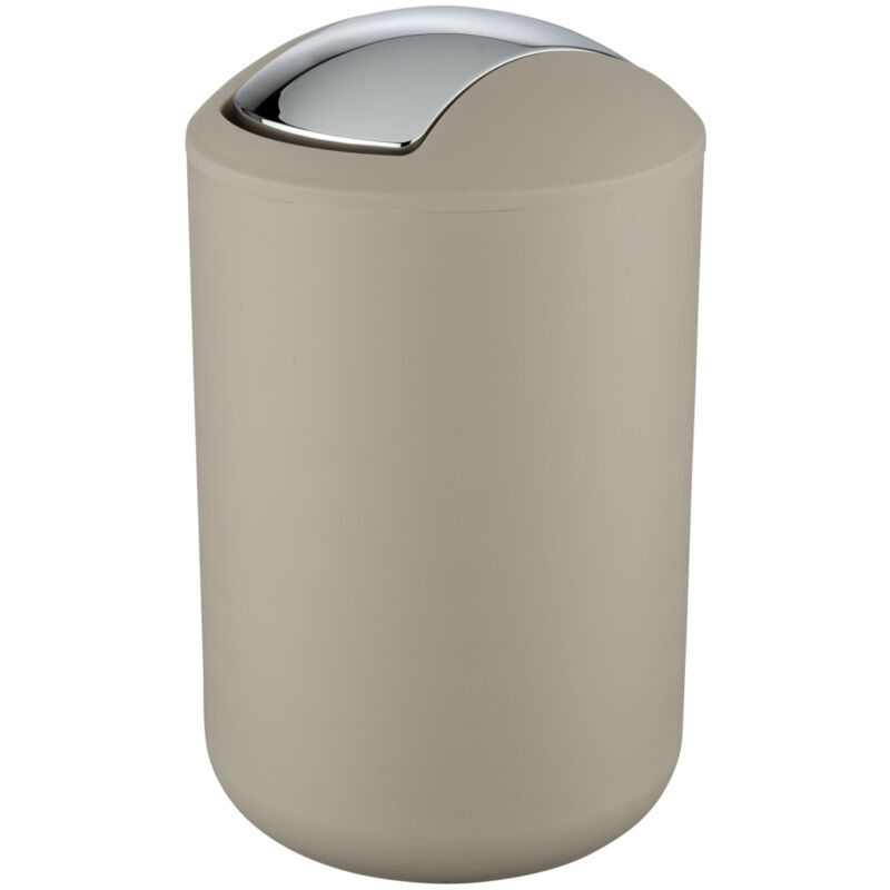 Poubelle Salle de Bain, Petite Poubelle Salle de Bain, couvercle basculant, Brasil l, capacité 6,5L, plastique pet incassable, ø19,5x31 cm, Taupe