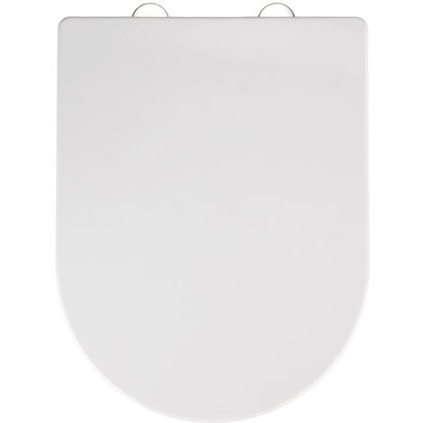 WENKO Premium WC-Sitz Calla, Thermoplast weiß, mit Absenkautomatik, Weiß, Thermoplast weiß , Edelstahl rostfrei silber matt