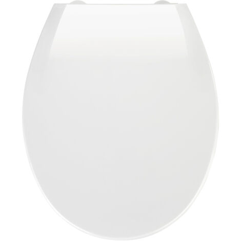 WENKO Premium WC-Sitz Kos Weiß, Thermoplast, mit Absenkautomatik, Weiß, Thermoplast weiß , Metall silber matt