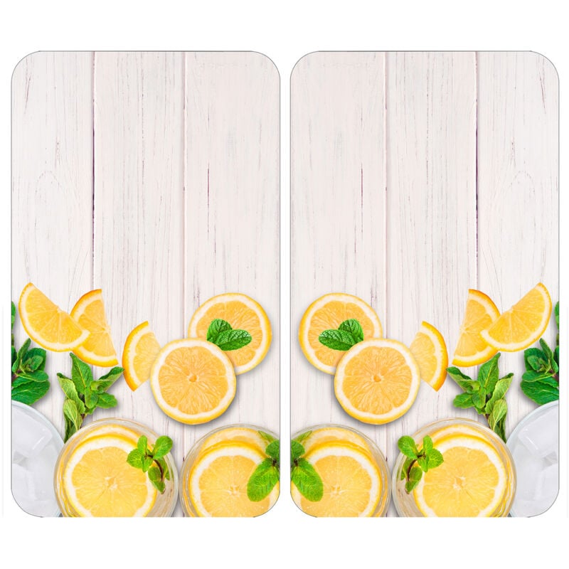 Protection plaque de cuisson 'Citrons' en verre trempé Wenko Pour toute plaques, Couvre plaque de cuisson, planche à découper, extension plan de