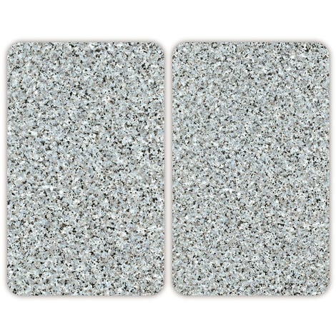 WENKO Protection plaque de cuisson, couvre plaque de cuisson en verre "Granit", Lot de 2, verre trempé, 30x52 cm, multicolore