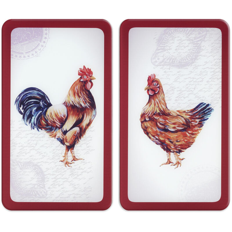 Protection plaque de cuisson "Ferme" en verre trempé WENKO, Pour toutes plaques, Couvre plaque de cuisson, planche à découper, Lot de 2, 52x30cm,