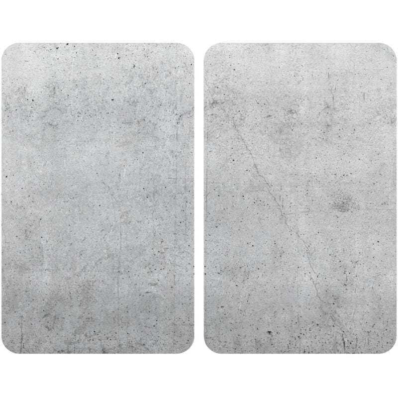Wenko - Protection plaque de cuisson Universal Béton couvre plaque de cuisson en verre effet béton, Lot de 2, verre trempé, 30x52 cm, multicolore