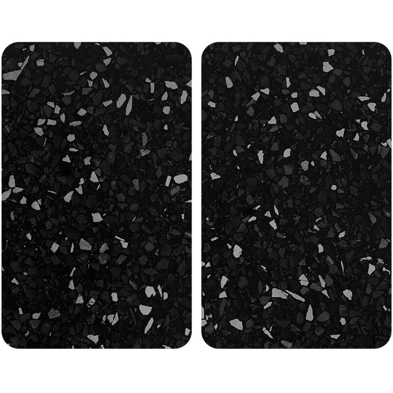 Wenko - Lot de 2 protections de plaque de cuisson en verre trempé 'Terrazzo' - Noir - l 52 x l 30 cm - Livraison gratuite