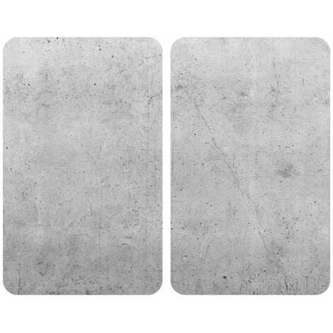 WENKO Protezione per piano cottura Universal Beton, copertura per piano cottura in vetro effetto cemento, Set di 2, vetro temperato, 30x52 cm, multicolore