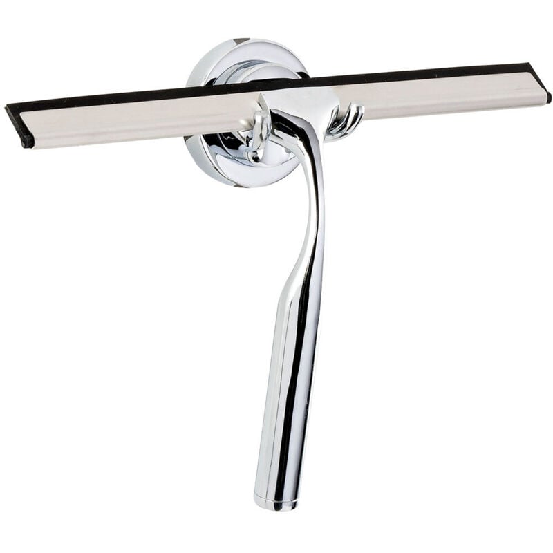 Wenko - Raclette salle de bain, Raclette de douche, Terni, Chrome, 24,5x16,5 cm, Brillant