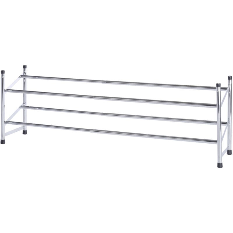 Wenko - tagère à chaussures télescopique extensible de 64 à 119cm, rangement pour 10 paires de chaussures, étagères empilables, acier,