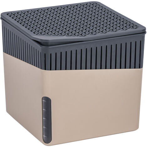 WENKO Raumentfeuchter Cube Beige 1000 g 2er Set, Luftentfeuchter, Weiß, Kunststoff (ABS) beige, Calciumchlorid weiß, Kunststoff (ABS) anthrazit