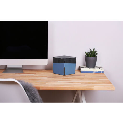 WENKO Raumentfeuchter Cube Blau 1000 g, Luftentfeuchter, Blau, Kunststoff (ABS) blau, Calciumchlorid weiß, Kunststoff (ABS) anthrazit