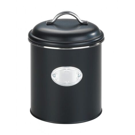 Wenko – Récipient de stockage alimentaire 1,6 l – Métal vernis noir – Couvercle hermétique avec anneau silicone – Dimensions 13x18 cm