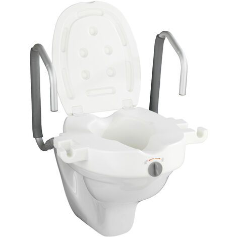 WENKO Rehausseur WC adulte avec accoudoirs Secura, Rehausseur toilette pour adulte 10 cm, Montage rapide et facile, Plastique - Aluminium, 55x37,5x47,5 cm, blanc - Blanc
