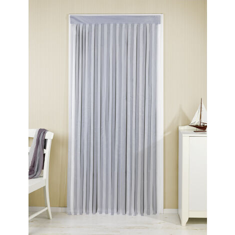 WENKO Rideau de porte gris-blanc, rideau de porte interieur, fixation sans perçage, facile d'entretien et lavable, polyester, 90x200 cm, gris - blanc