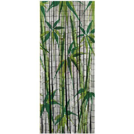 Wenko – Rideau en bambou 90x200 cm – Motif plante – Fait main – Installation simple avec crochets en acier – Pour balcon et terrasse