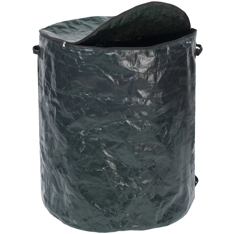 Wenko - Sac de jardin avec fermeture éclair, sac polyester avec couvercle et 2 anses - 275 l