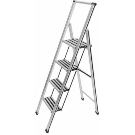 WENKO Scala pieghevole in alluminio con 4 gradini di design