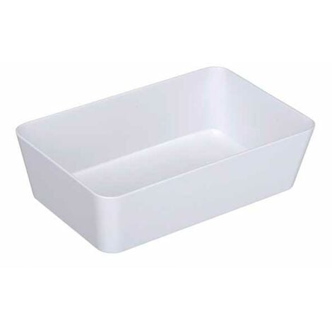 WENKO Scatola per il bagno Candy, contenitore per il bagno, grande, plastica, 22x14x6 cm, bianco