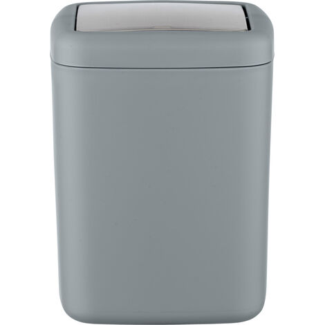 WENKO Schwingdeckeleimer Barcelona S Grau, Spezialkunststoff, absolut bruchsicher, 3 Liter, Grau, Kunststoff (TPE) grau