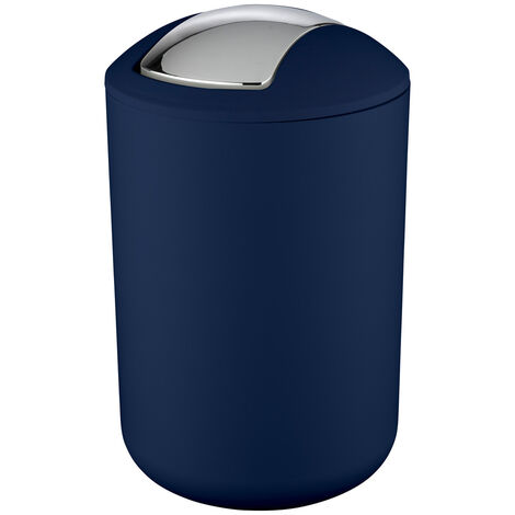 WENKO Schwingdeckeleimer Brasil Dunkelblau L, 6,5 Liter, Blau, Kunststoff (TPE) dunkelblau