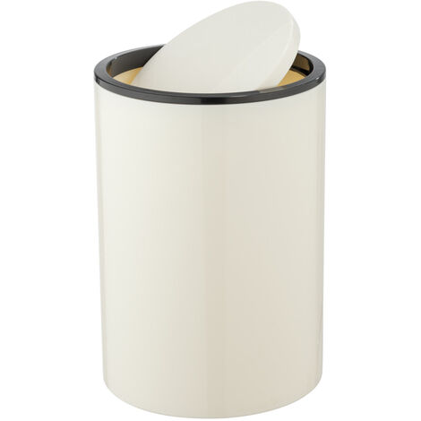 WENKO Schwingdeckeleimer Inca 5l, creme/schwarz