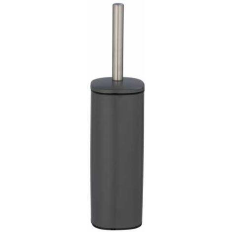 WENKO Scopino per WC chiuso Alassio, design chiuso, scopino WC nero, Acciaio, 9,3x39,2x9,3 cm, grigio opaco