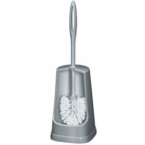 Wenko – Scopino per WC Simple, Plastica, Grigio, 12 x 12 x 40.5 cm