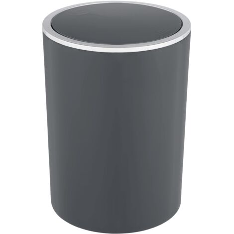 WENKO Secchio con coperchio oscillante Inca, 5 litri, pattumiera per WC di cortesia, secchio con coperchio per bagno, pattumiera per cucina in plastica, senza bisfenolo A, Ø 18,5 x 25,5 cm, antracite