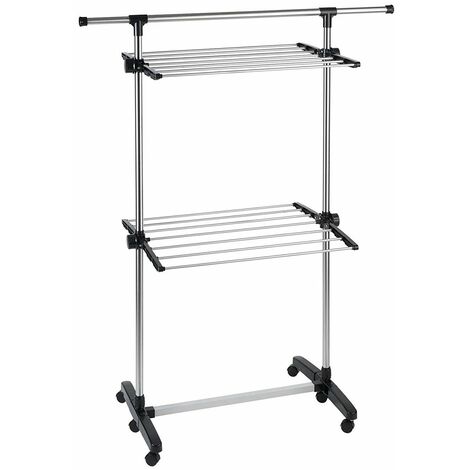 Wenko – Sèche-linge en acier inoxydable 77-120 cm – Charge utile 15 kg – Surface de séchage 11 m – Design vertical pour petits espaces