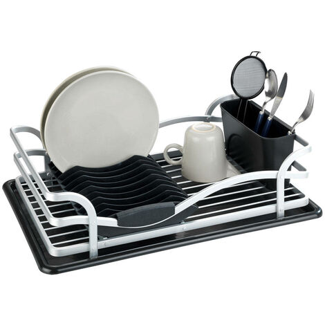 Wenko – Sèche-linge en aluminium pour assiettes et verres – Dimensions 46,5 x 31,5 x 13 cm – Goutte-à-goutte amovible pour nettoyage facile