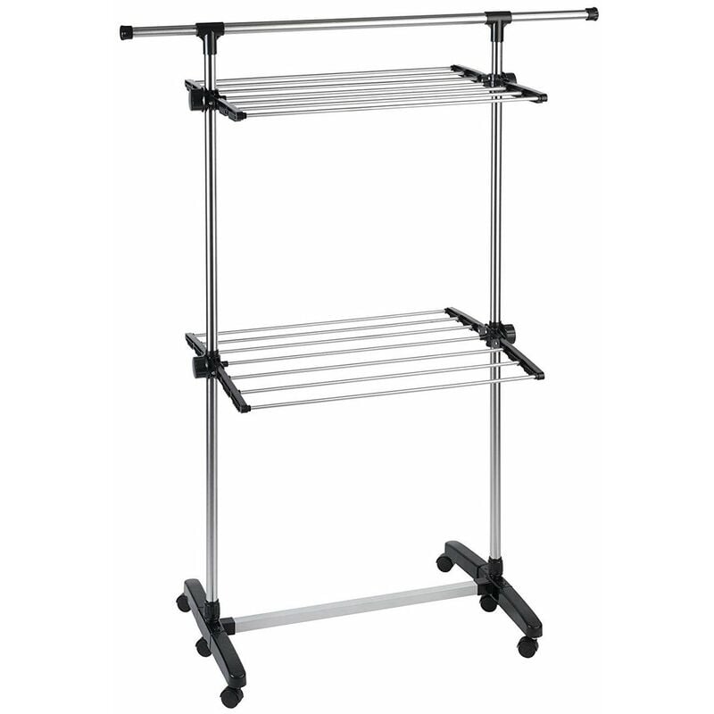 Wenko - Sèche-linge en acier inoxydable, 77-120 cm