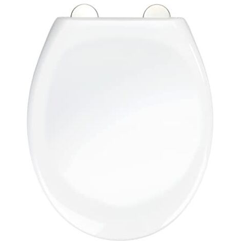 WENKO Sedile WC Ios in materiale termoplastico premium stabile bianco con meccanismo di abbassamento automatico Easy-Close e fissaggio igienico Fix-Clip a 1 pulsante in acciaio inox, 1,6kg, 37,5x45cm