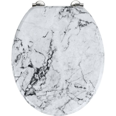Wenko Sedile WC Onyx - Sedile WC con fissaggio in acciaio inox resistente contro la ruggine, MDF, 34.5 x 41 cm, Bianco
