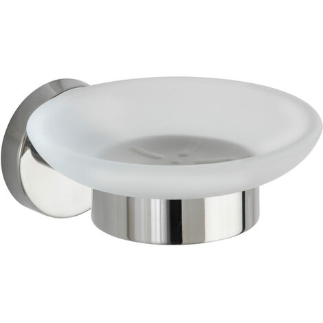 WENKO Seifenablage Bosio Edelstahl glänzend, rostfrei, Silber glänzend, Edelstahl rostfrei glänzend , Glas satiniert