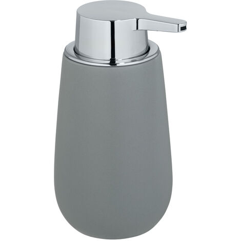 WENKO Seifenspender Badi Grau Keramik, 320 ml, Grau, Keramik grau