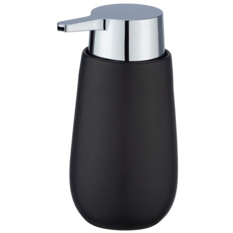 WENKO Seifenspender Badi Schwarz Keramik, 320 ml, Schwarz, Keramik schwarz